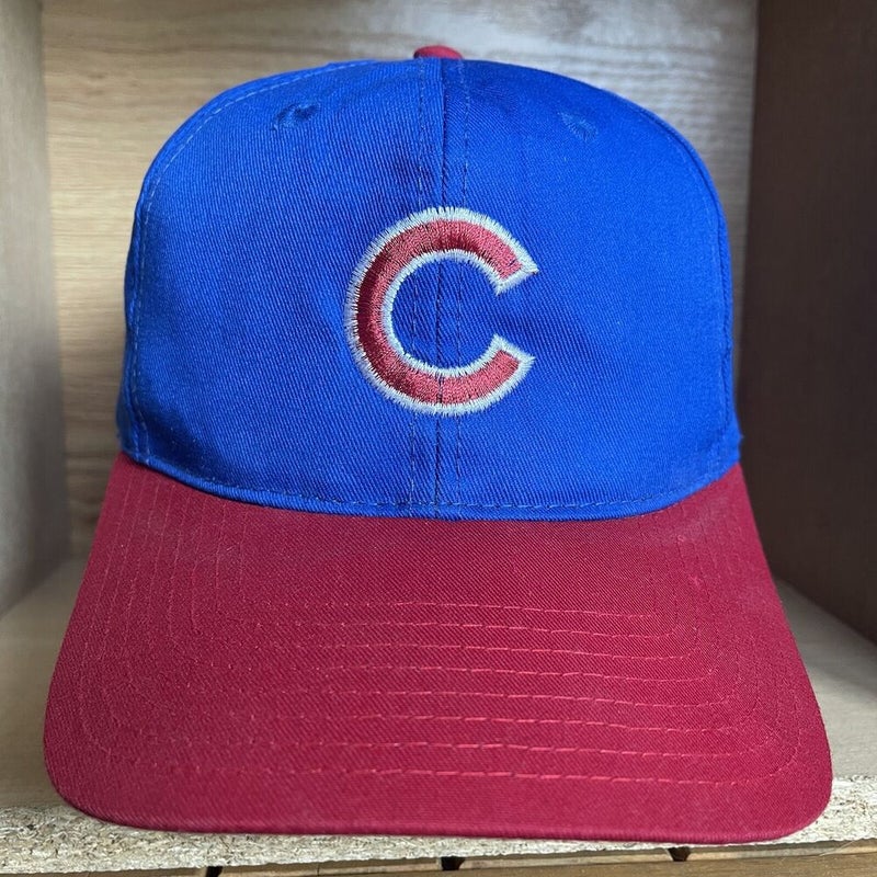 Vintage 1990s Chicago Cubs Baseball Cap Hat Snapback Blue Red