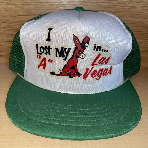 Vintage 1980s I Lost My A** In Las Vegas Funny Gambling Snapback Trucker Hat Cap