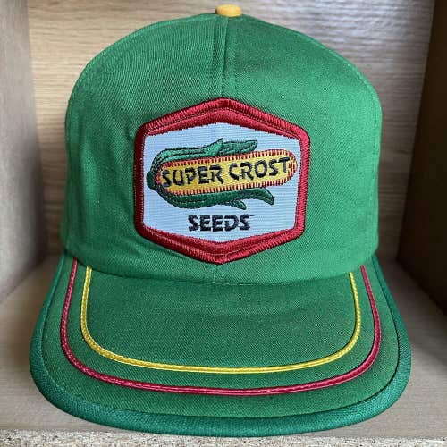 Vintage Super Crost Seeds Patch Snapback Hat Farmer Agriculture Cap Made in USA