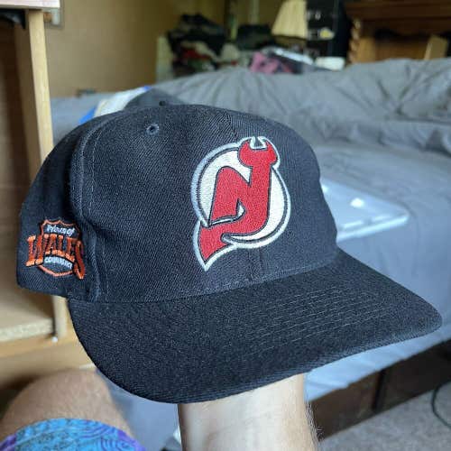 Vintage New Jersey Devils American Needle Blockhead Snapback NHL Hockey Hat RARE