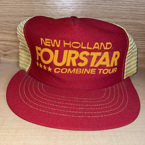 Vintage Farmer Hat New Holland Snapback USA Fourstar Combine Tour Cap