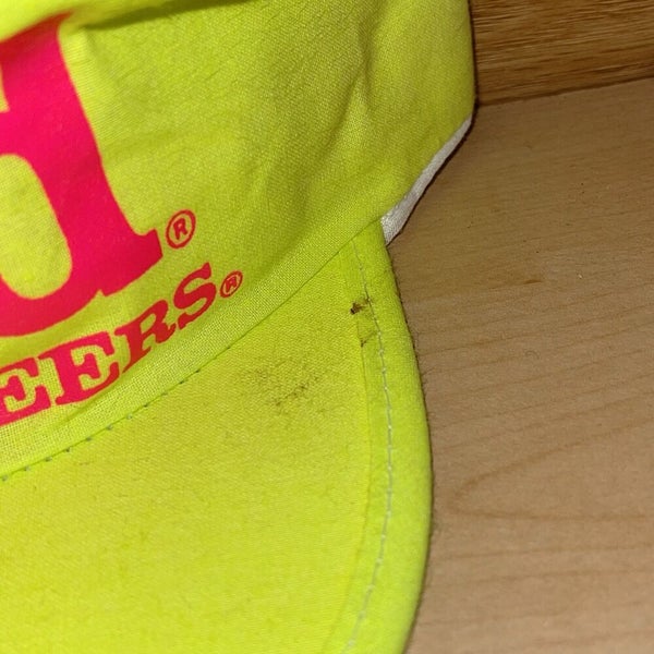 Vintage 1980s Bud King of Beers Neon Green Painter Strapback Hat USA Cap