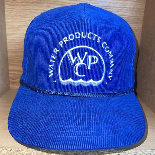 Vintage Water Products Company WPC Corduroy Leather Strapback Hat Illinois Cap