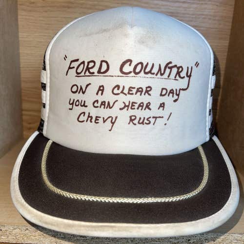 Vintage Ford Country On A Clear Day You Can Hear A Chevy Rust Three Stripe Hat