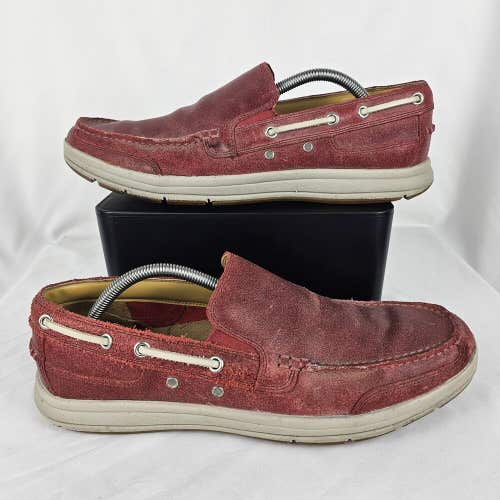 Cole Haan Mens Size 10.5 M Red Leather Boat Deck Loafers Shoes C12438