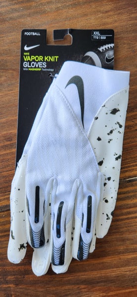 Oregon Ducks Team-Issued White Silver and Green Vapor Jet 3 Nike Football  Gloves