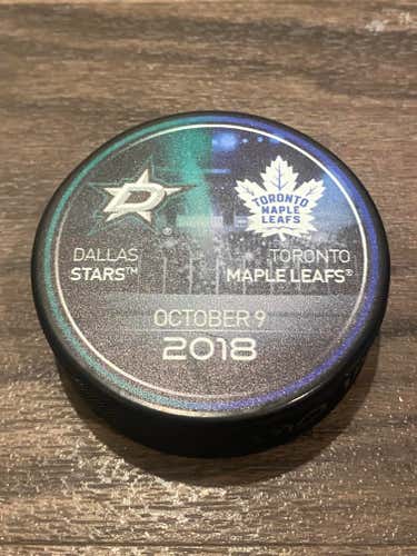 Exclusive NHL Arena Collection Dallas Stars vs Toronto Maple Leafs Collectible Puck