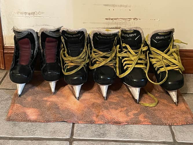 3 pairs of Bauer skates