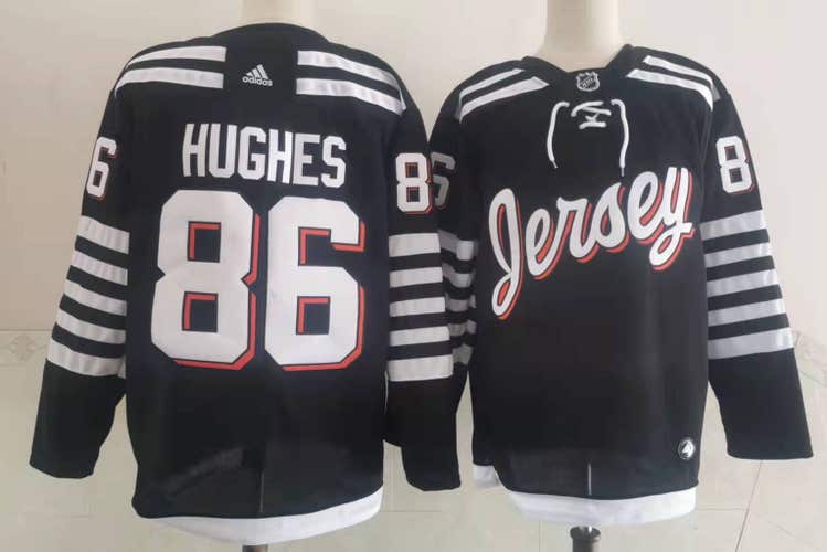 Jack Hughes New Jersey Devils Hockey  Jersey Black Size 56 Throwback