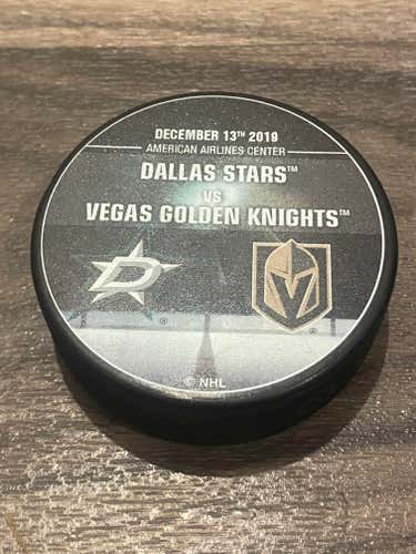 Exclusive NHL Arena Collection Dallas Stars vs Vegas Golden Knights Hockey Puck