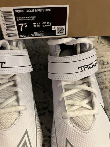 White Youth Men's New Size 7.5 (Women's 8.5) Molded Cleats Nike High Top Trout