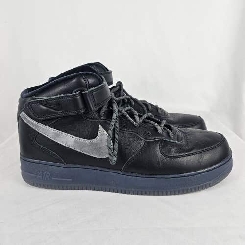 Nike Air Force 1 Mid PRM Black Metallic Silver DX3061-001 Sneakers Size 13