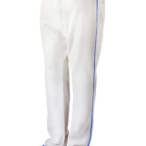 Martin Sports YOUTH Baseball / Softball Belt Loop Pants, WHITE with ROYAL Piping