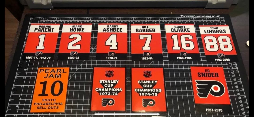 Philadelphia Flyers Stanley Cup & Retired #’s Vinyl Decal Replica Arena Banners
