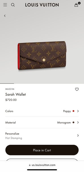 Louis Vuitton Sarah Wallet Monogram Reverse Brown