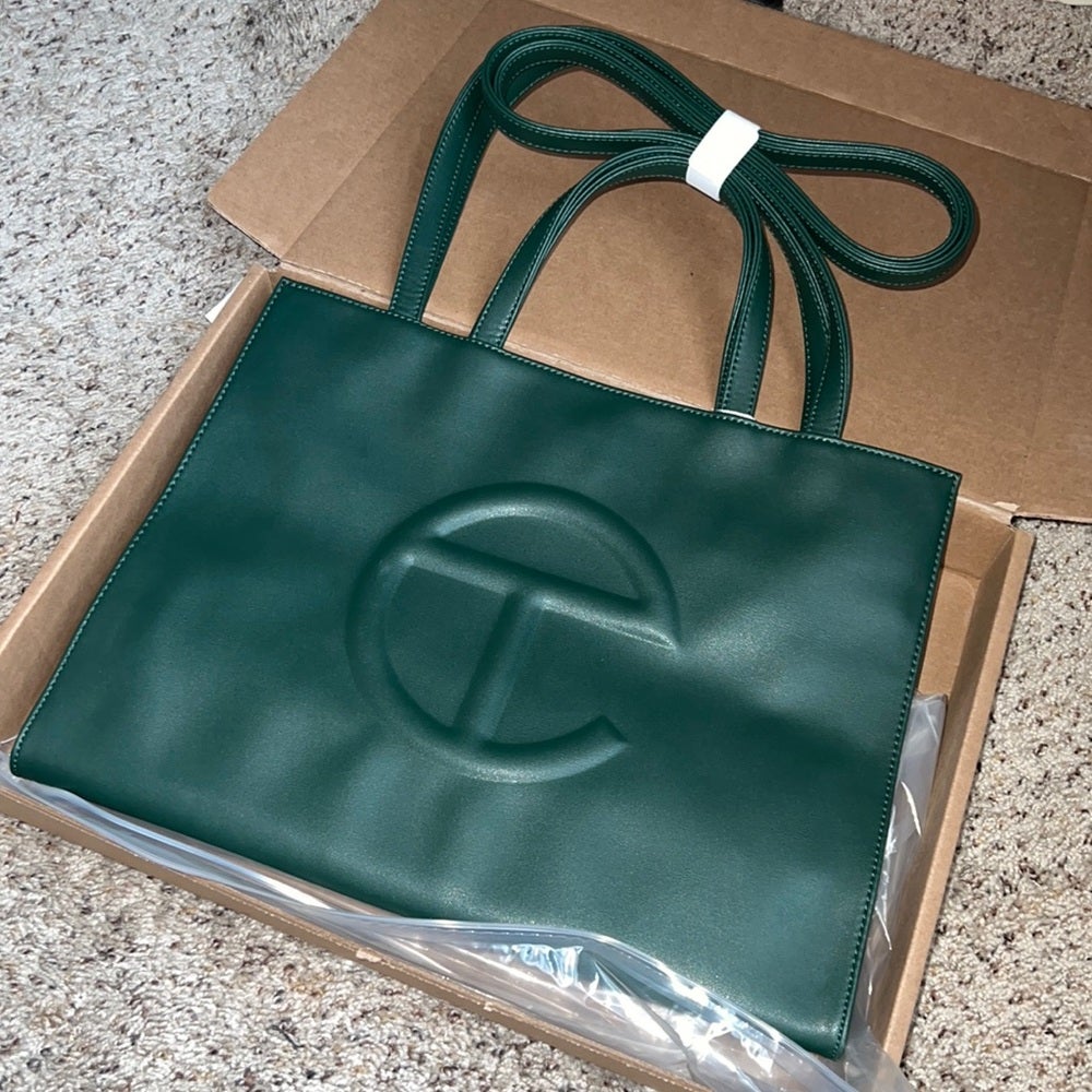 authentic Telfar Medium Dark Olive Shopping Bag-2 | SidelineSwap