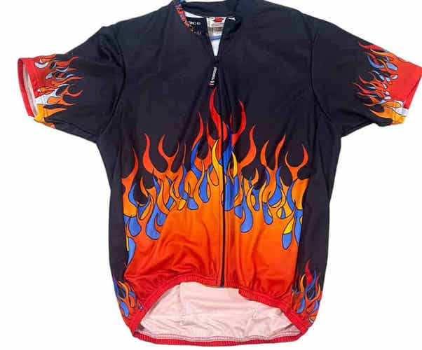Pace Sportswear Cycling Bike Jersey Multi-Color Flames Full Zip Men's XXL