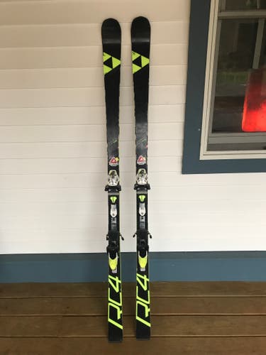 Used Fischer 175 cm Racing RC4 World Cup GS Skis With Bindings Max Din 11