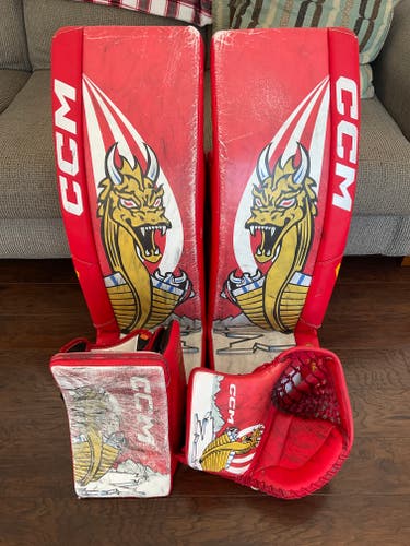 Custom Graphic CCM AXIS 2 Goalie Pads, Glove, & Blocker Set - 34+1.5