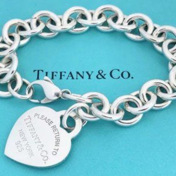 Sterling Silver Heart Tag Charm Bracelet