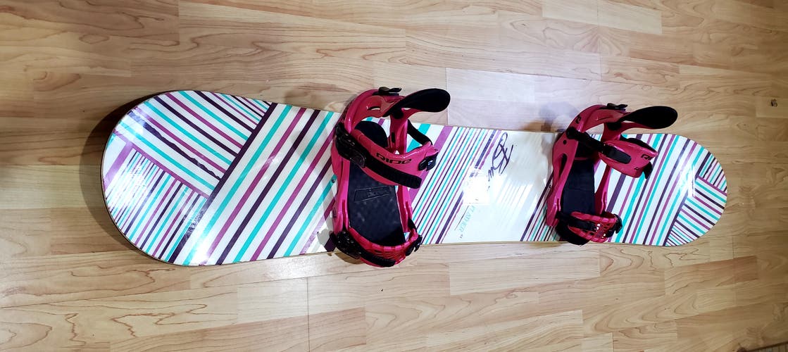 Used Women's Burton Feather44 Snowboard All Mountain With Bindings True Twin