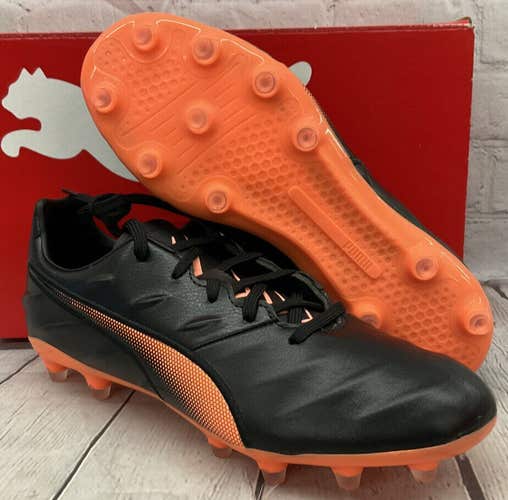 Puma Mens King Pro 21 FG Size 7 Black Neon Orange Soccer Cleats New In Box