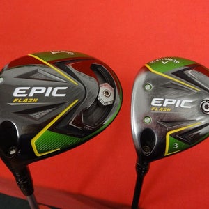 CALLAWAY Epic Flash 9° Driver 15° 3 Wood Set LH Left Handed Stiff Flex