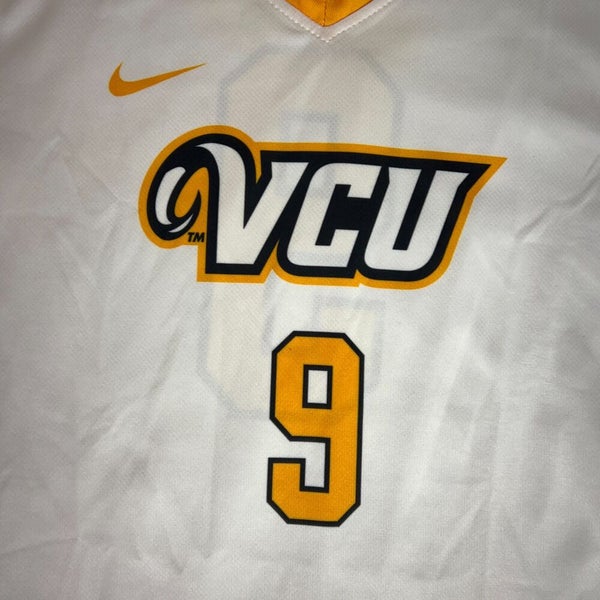 VCU Rams Womens Shirt Jersey Large White Gold Soccer Nike NCAA Logo Swoosh #9