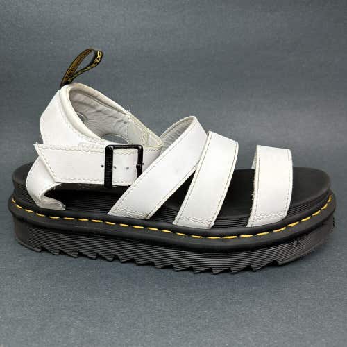 Dr Martens Blaire White Leather Buckle Strap Chunky Platform Sandals US 9 UK 7