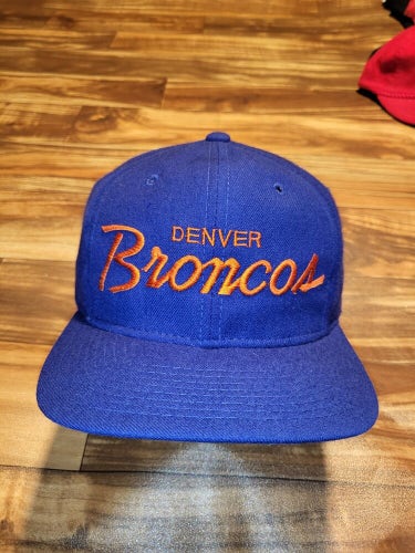 Vintage Denver Broncos Hat Blue Sports Specialties Script Snapback Wool Cap