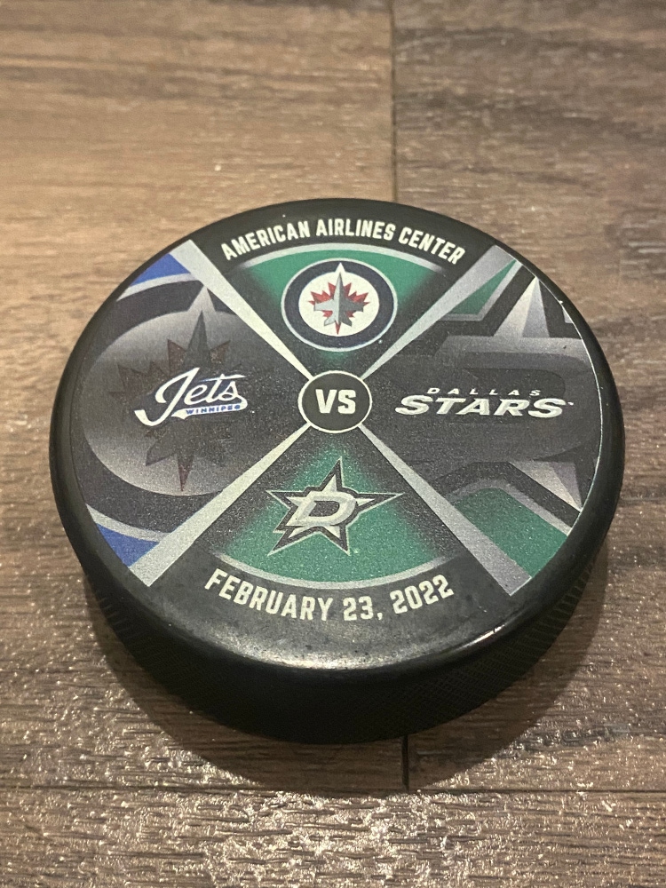 Winnipeg Jets vs Dallas Stars NHL Official Match Up Hockey Puck