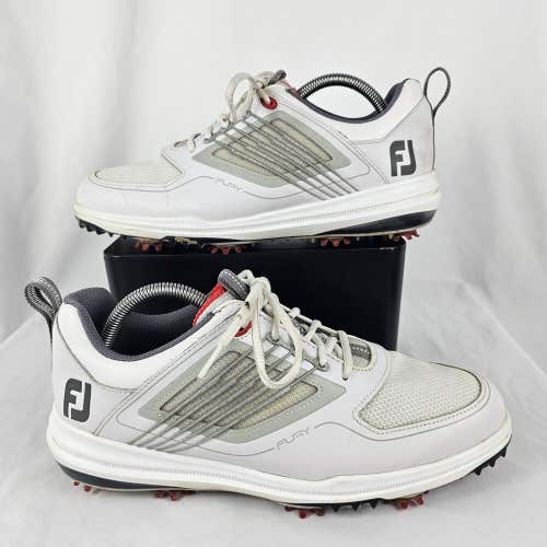 FootJoy 51100 FJ Fury Ortholite Soft Spike Golf Shoes Men Size 8.5 M White Gray