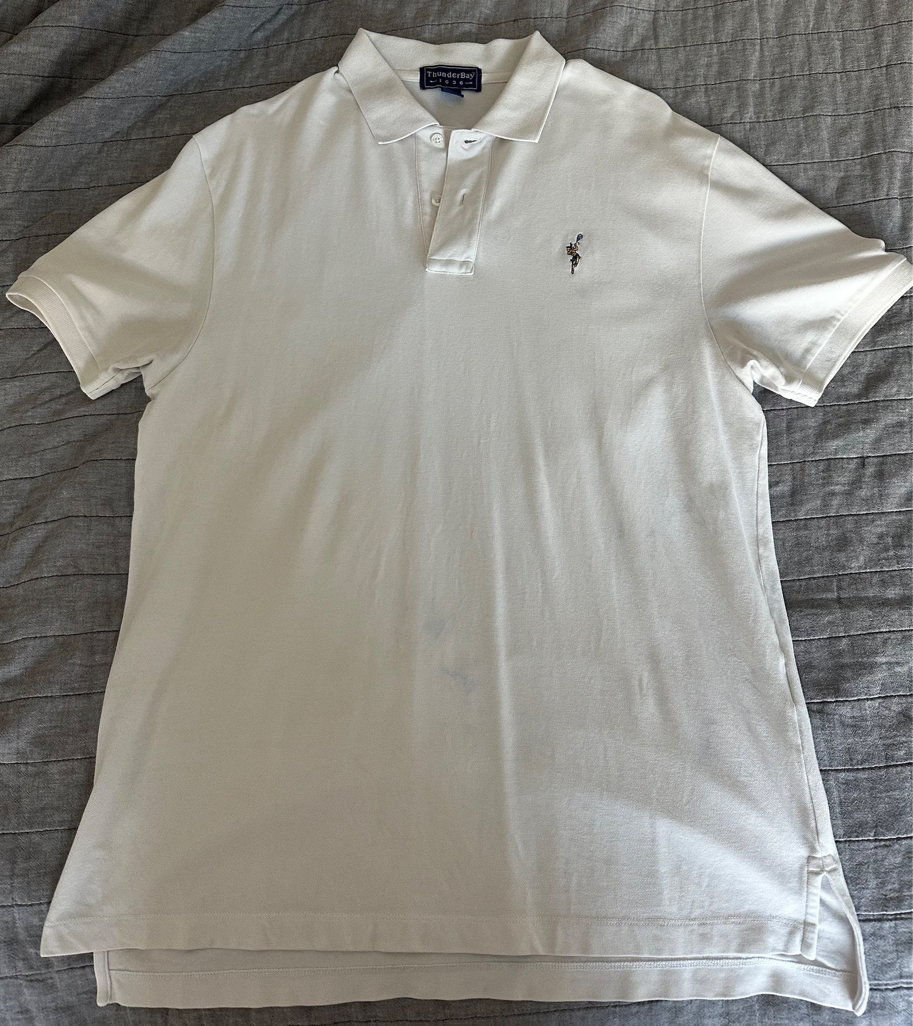 FAHERTY BRAND “Cloud Stripe” Jersey Polo Shirt, NWT - Men's L + XL - Dune  Blue