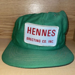 Vintage Hennes Erecting Patch Trucker Hat Crane Haul Machinery Cap