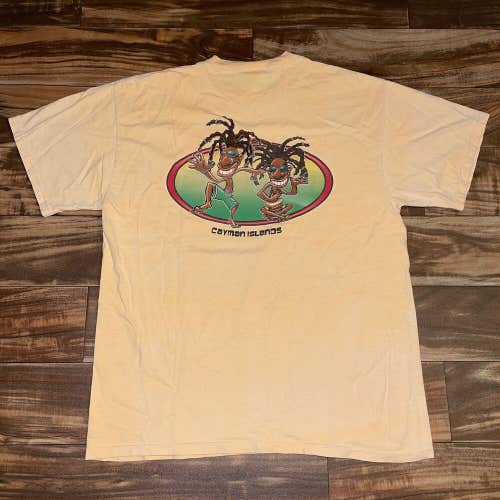 Vintage Cayman Islands Rasta Hippy Graphic T-Shirt Rare Size M/L