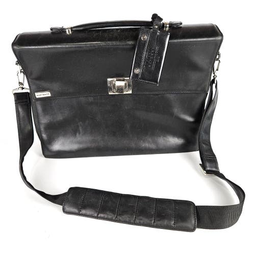 Vintage Hartmann Black Leather Briefcase Business Scholars Bag