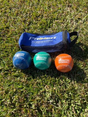 Primed weighted baseballs