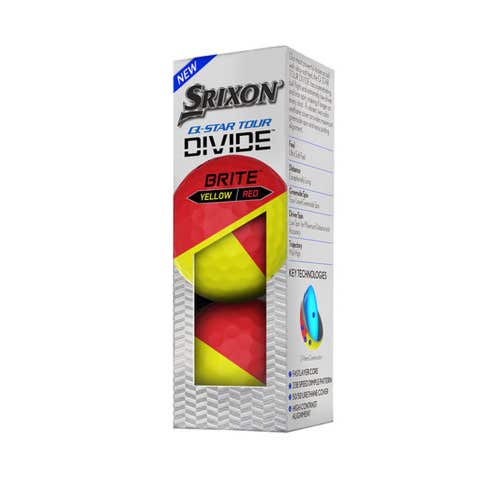 Srixon Q-Star Tour Divide Golf Balls (Brite Yellow/Red, 2021, 3pk) 1 Sleeve NEW