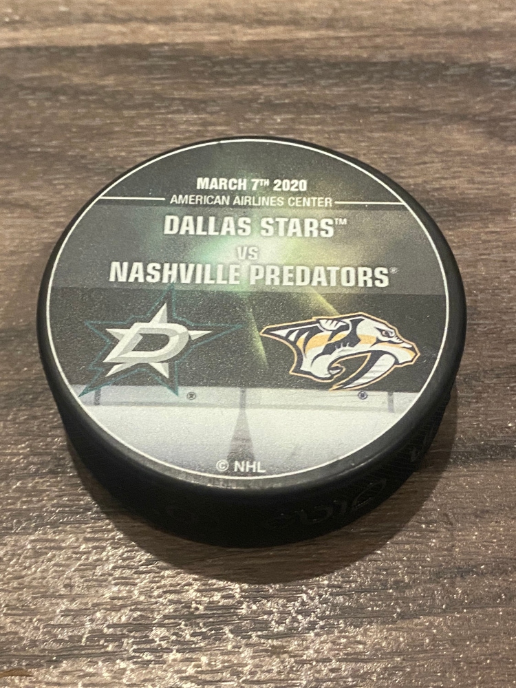 Nashville Predators vs Dallas Stars NHL Official Match Up Hockey Puck