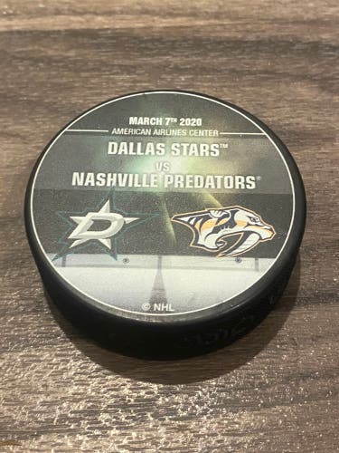 Nashville Predators vs Dallas Stars NHL Official Match Up Hockey Puck