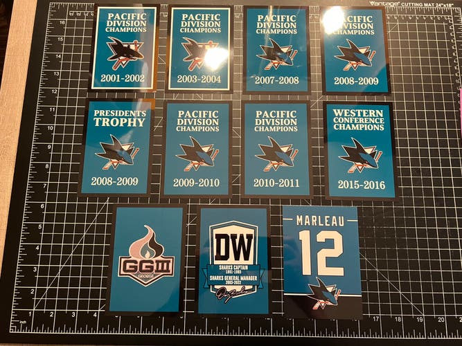 San Jose Sharks Champions Retired # Arena Banners Decal Stickers