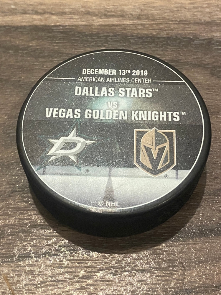 Vegas Golden Knights vs Dallas Stars NHL Official Match Up Hockey Puck