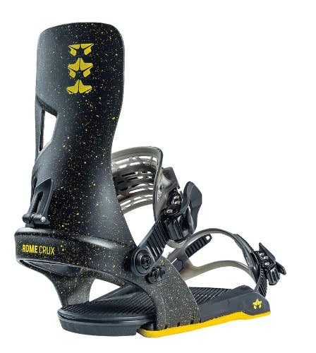 Rome Crux Snowboard Bindings Mens M/L (US 7-10) Black/Yellow New