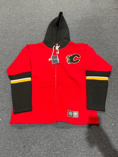 NWT Red Fanatics Calgary Flames Hooded Fleece Full Zip L or XL