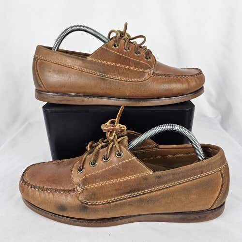 LL Bean Signature Men's Shoes Size 8.5 D Leather Blucher Camp Mocs 4 Eyelits