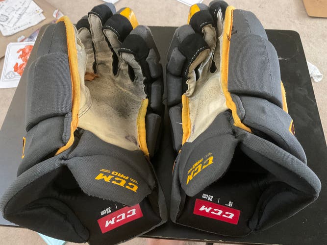 Used CCM Pro Model Gloves 15" Pro Stock