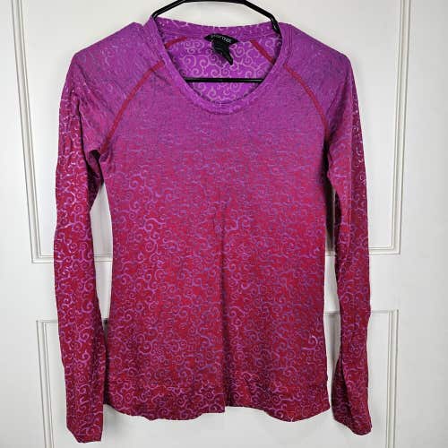 Marmot Womens Long Sleeve Sheer Red Purple Ombr Shirt Size: XS