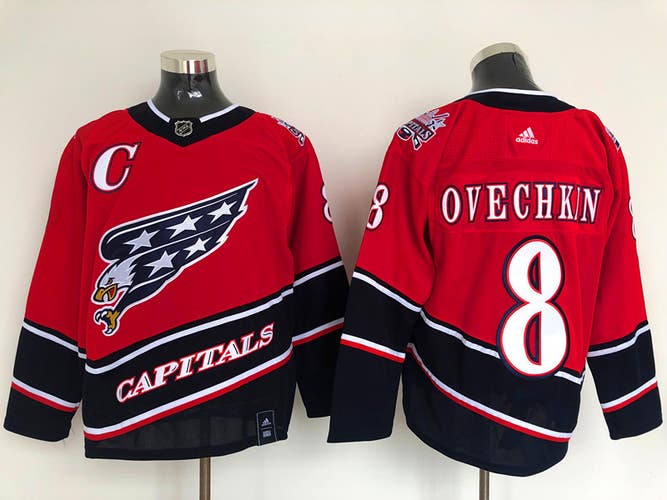 Washington Capitals 8 Alex Ovechkin Reverse Retro Navy Hockey Jersey Size 50