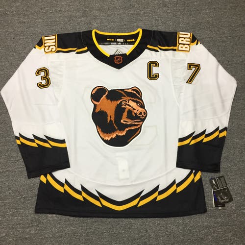 Patrice Bergeron White Boston Bruins Hockey Men's Jersey Stitched Size 52