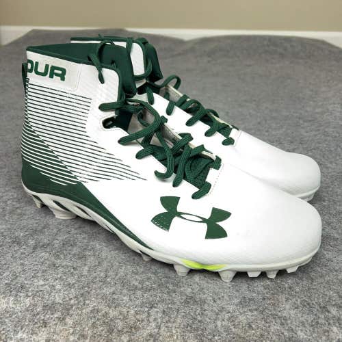 Under Armour Mens Football Cleat 13.5 White Green Lacrosse Shoe Sport Spine High